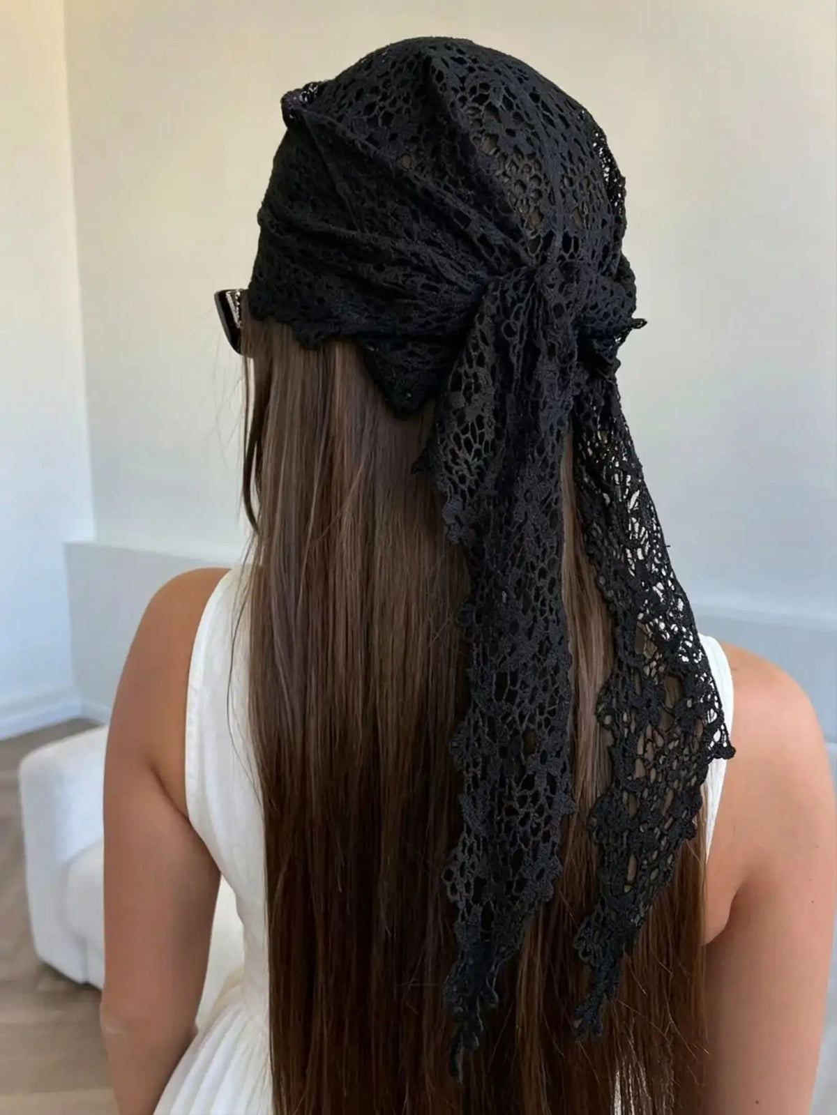Foulard Dentelle Beige Floral - ERIKA