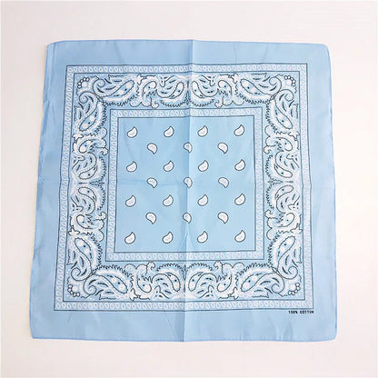 Foulard Bandana Coton Motif Paisley 55x55cm Bleu Ciel