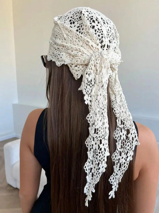 Foulard Dentelle Blanche Crochet - YAEL