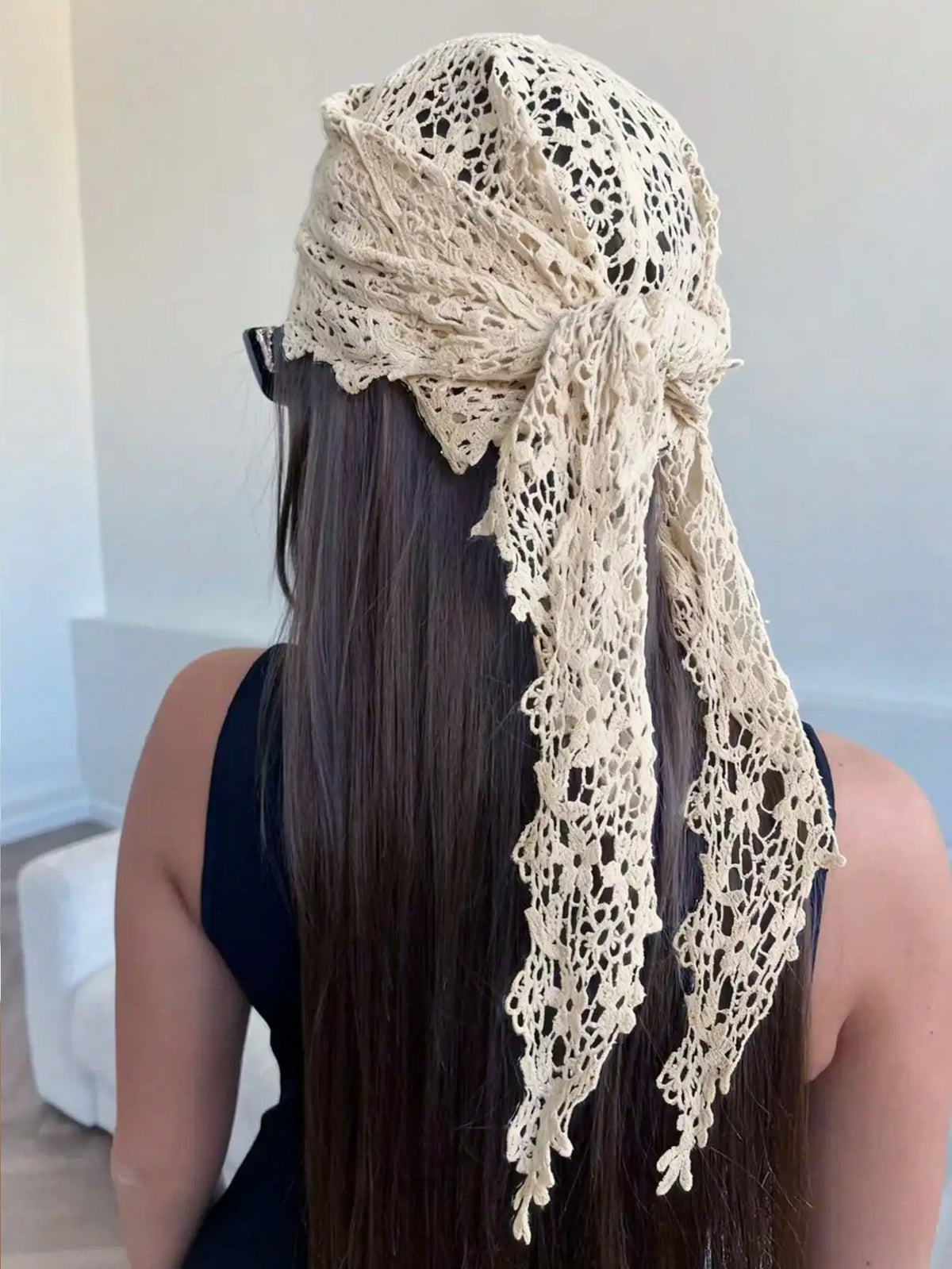 Foulard Dentelle Beige Floral - ERIKA