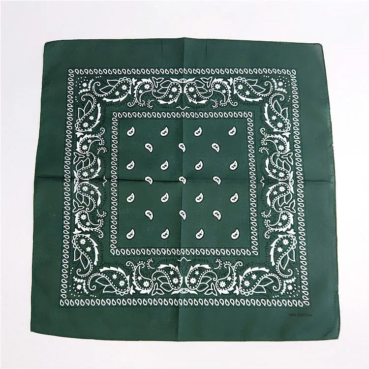 Foulard Bandana Coton Motif Paisley 55x55cm Vert Sapin