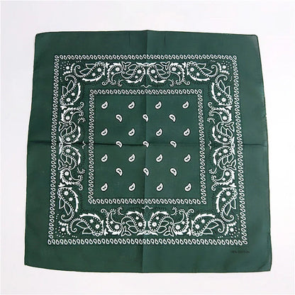 Foulard Bandana Coton Motif Paisley 55x55cm Vert Sapin