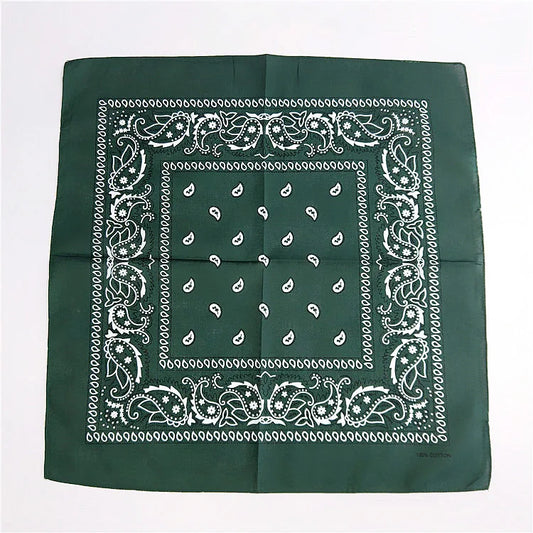 Foulard Bandana Coton Motif Paisley 55x55cm Vert Sapin