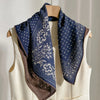Foulard Laine et Soie 70x70cm - IVANA Bleu Marine et Marron