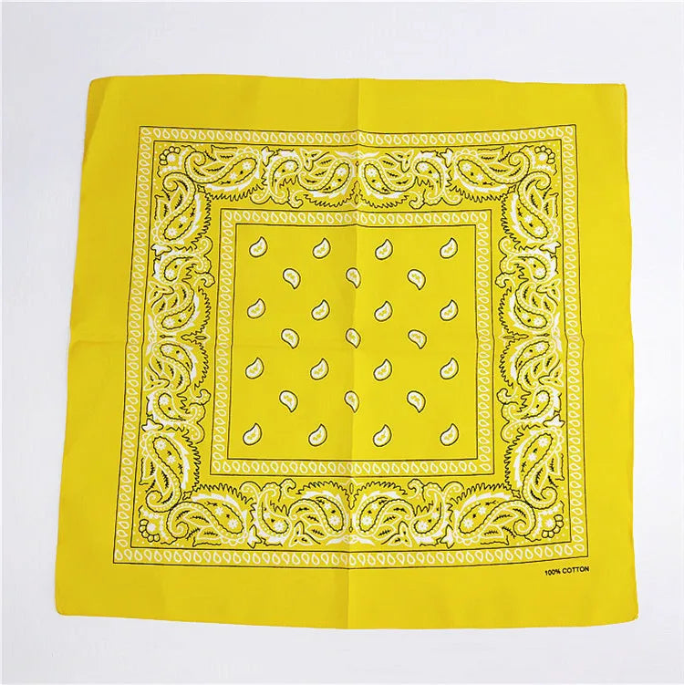 Foulard Bandana Coton Motif Paisley 55x55cm Jaune