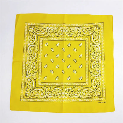 Foulard Bandana Coton Motif Paisley 55x55cm Jaune