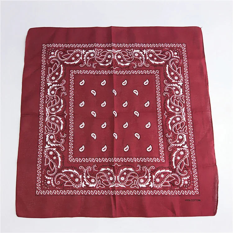 Foulard Bandana Coton Motif Paisley 55x55cm Bordeaux