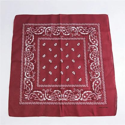 Foulard Bandana Coton Motif Paisley 55x55cm Bordeaux