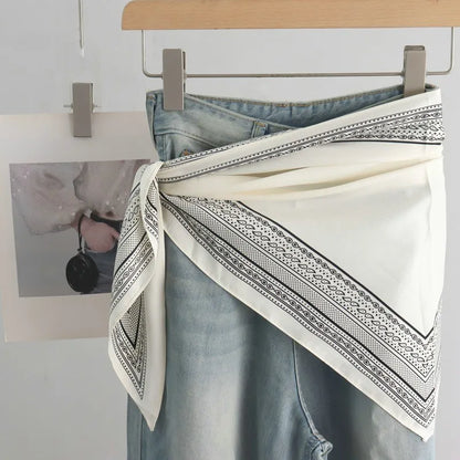 Foulard Triangle Femme Grand Format 140x65x65cm - JACKY Blanc