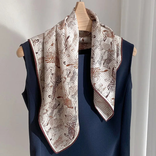 Foulard Laine et Soie 70x70cm - IVANA Zebre