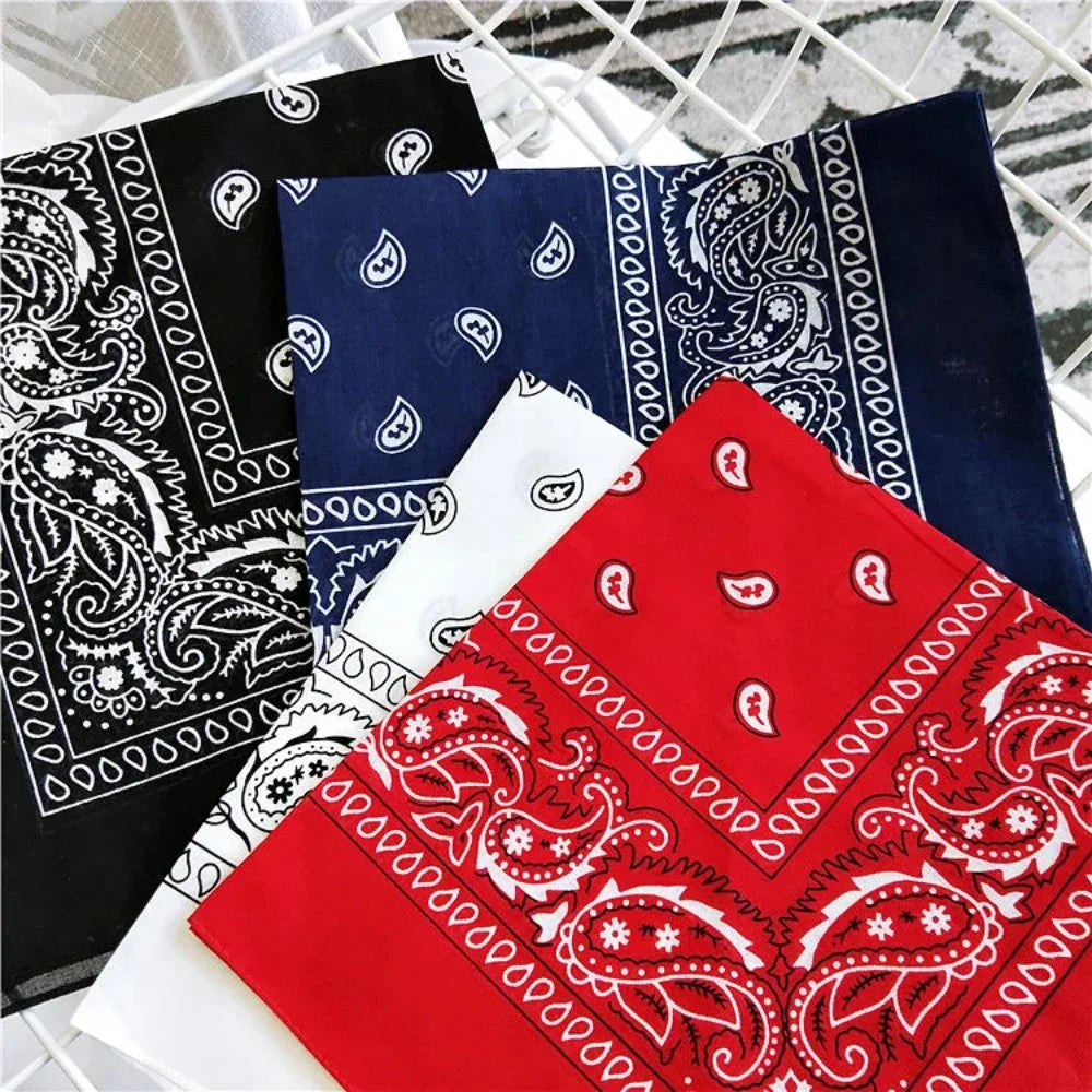Foulard Bandana Coton Motif Paisley 55x55cm Violet