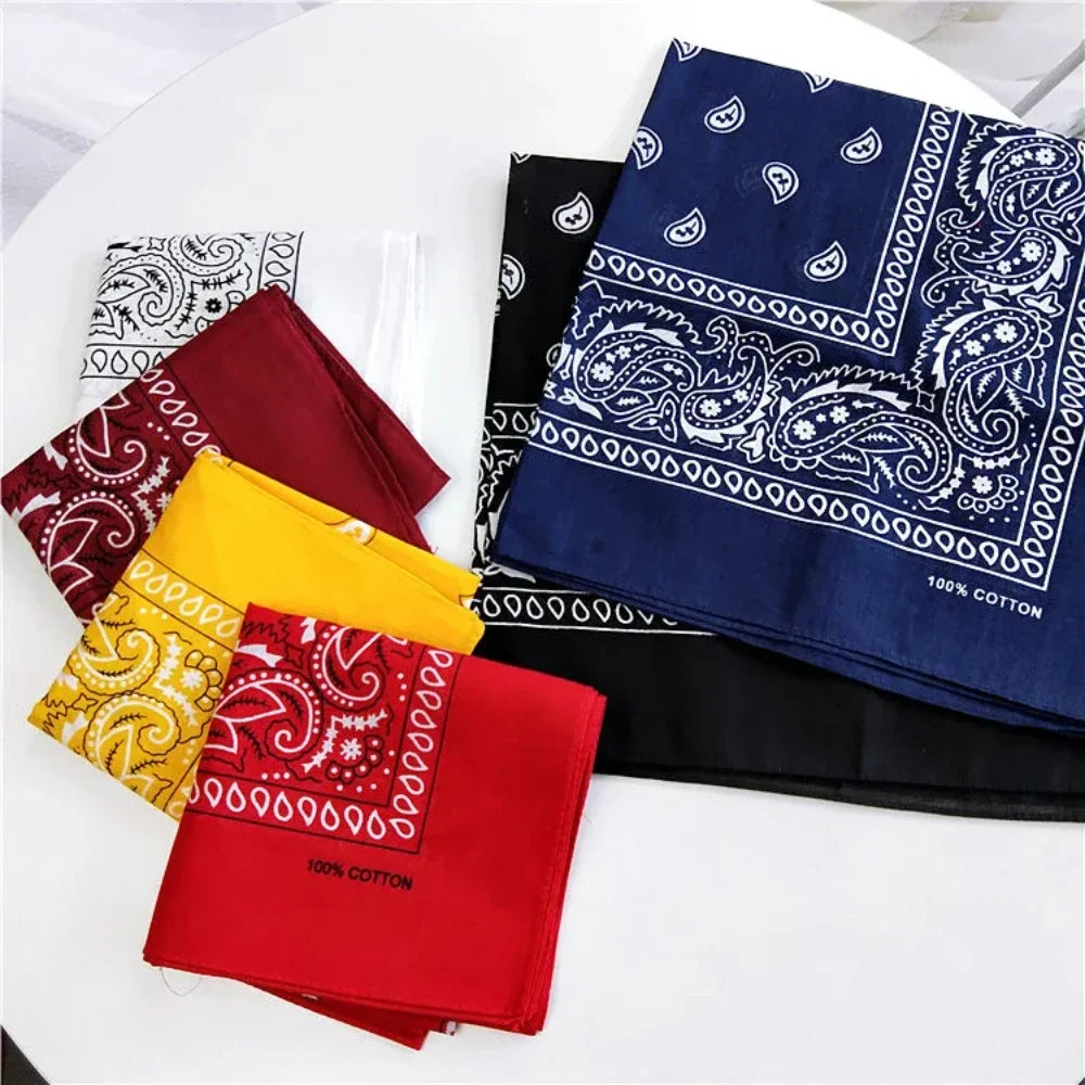 Foulard Bandana Coton Motif Paisley 55x55cm Lavande