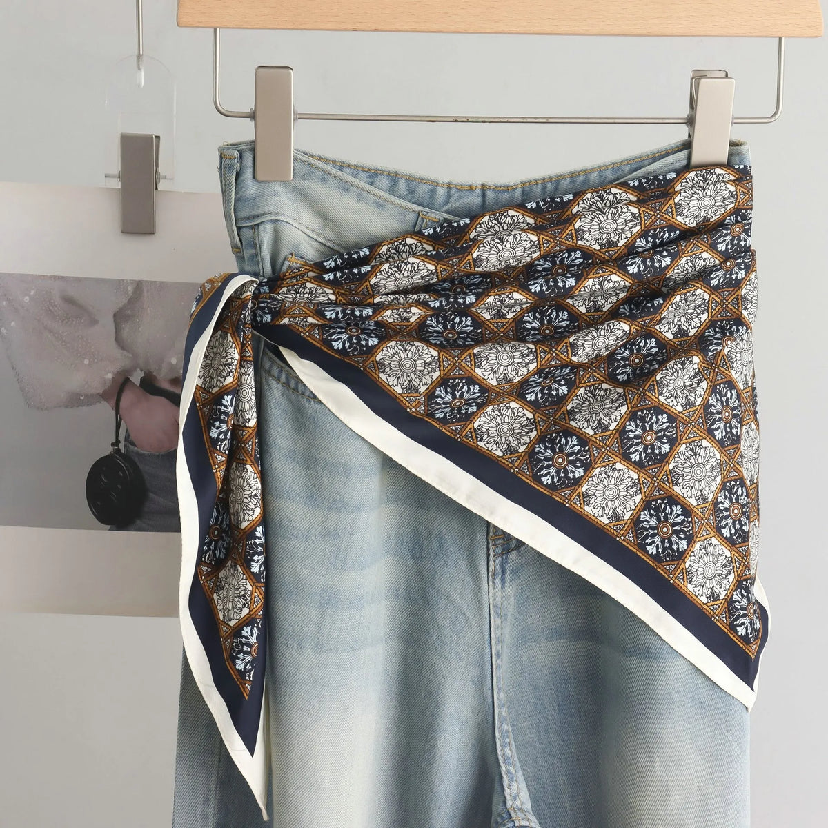 Foulard Triangle Femme Grand Format 140x65x65cm - JACKY Marron 2