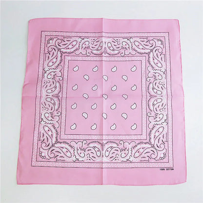 Foulard Bandana Coton Motif Paisley 55x55cm Rose