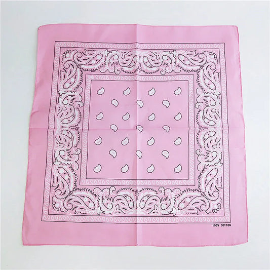 Foulard Bandana Coton Motif Paisley 55x55cm Rose