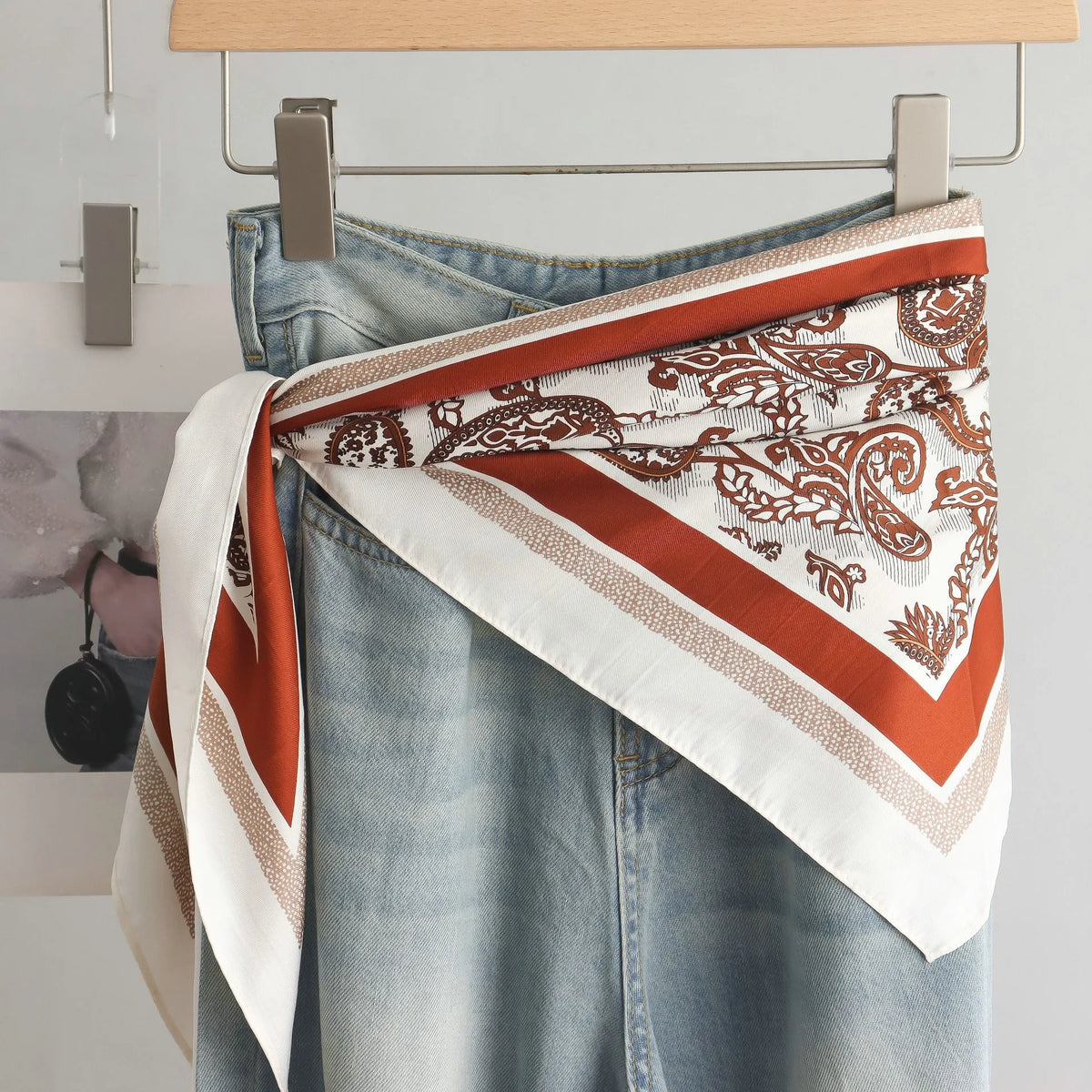 Foulard Triangle Femme Grand Format 140x65x65cm - JACKY Terracotta 2