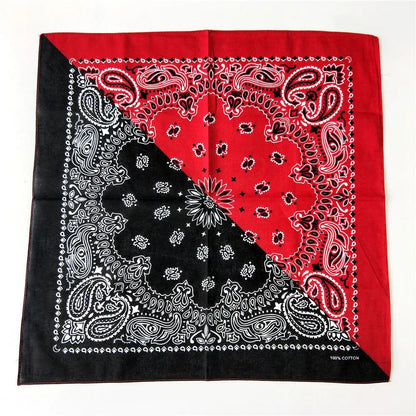 Foulard Bandana Coton Motif Paisley 55x55cm Rouge et Noir