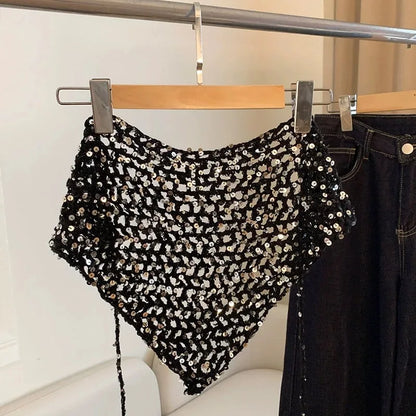 Foulard Triangle Crochet incrustation Paillettes - UMA