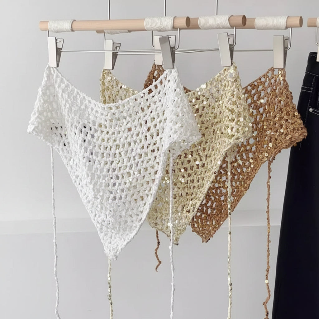 Foulard Triangle Crochet incrustation Paillettes - UMA