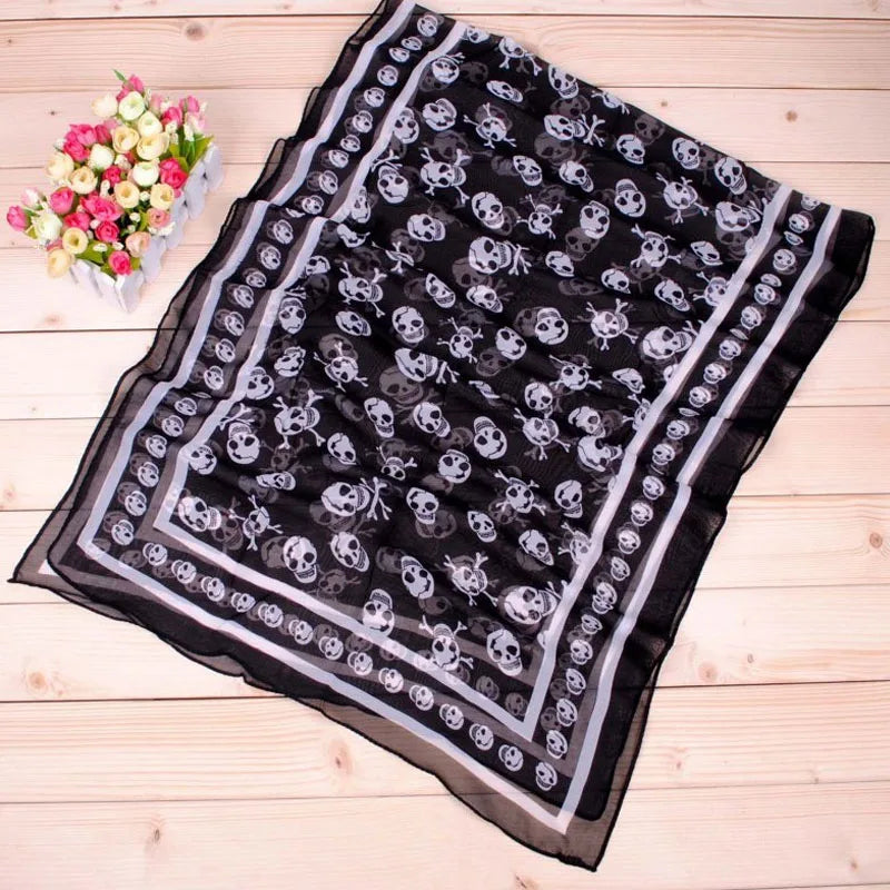 Foulard Tete de Mort Femme 150x50cm - SKULLY