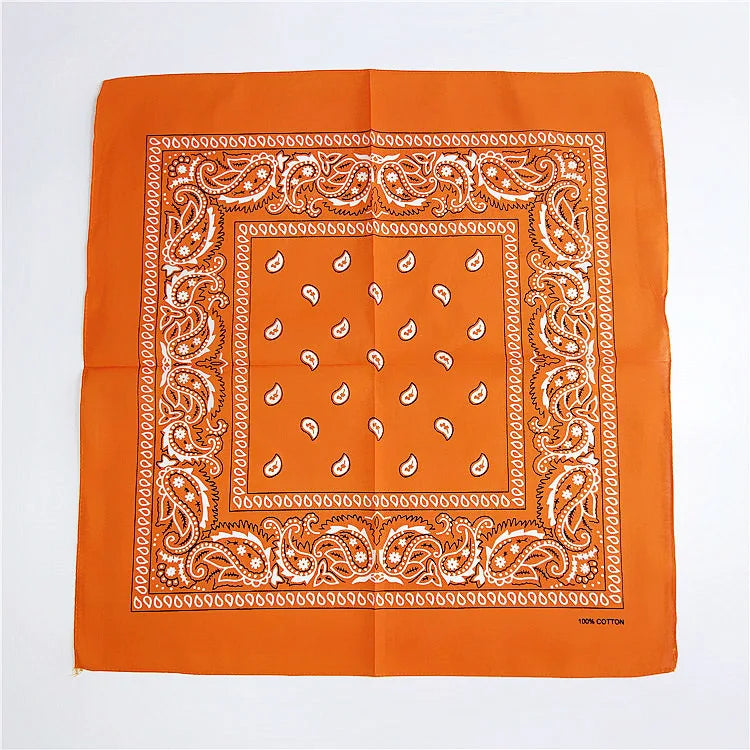 Foulard Bandana Coton Motif Paisley 55x55cm Orange