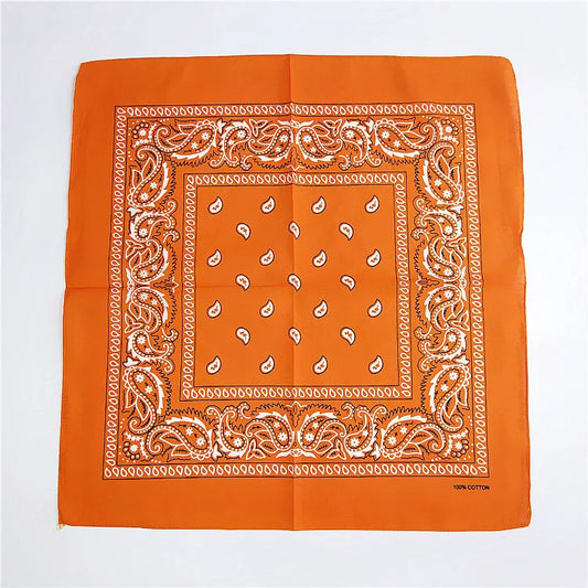 Foulard Bandana Coton Motif Paisley 55x55cm Orange
