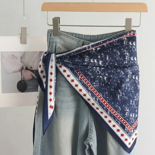 Foulard Triangle Femme Grand Format 140x65x65cm - JACKY Bleu Marine