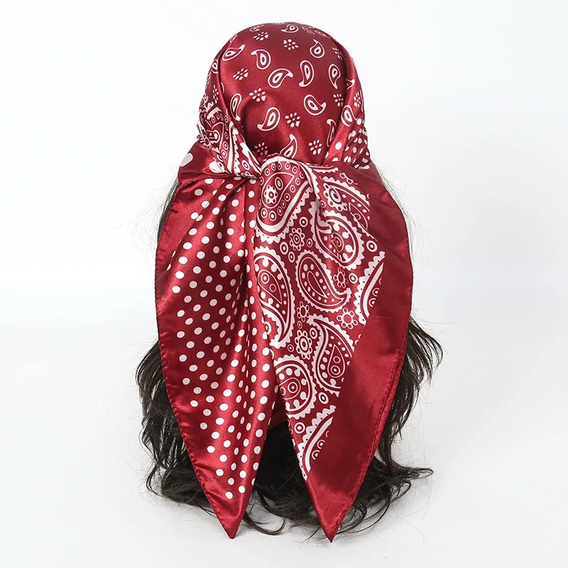 Foulard 90x90cm Satin Bordeaux - MAGGY 1