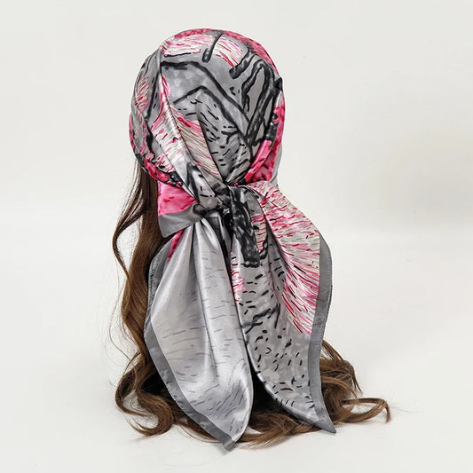 Foulard 90x90cm Satin Gris - MAGGY