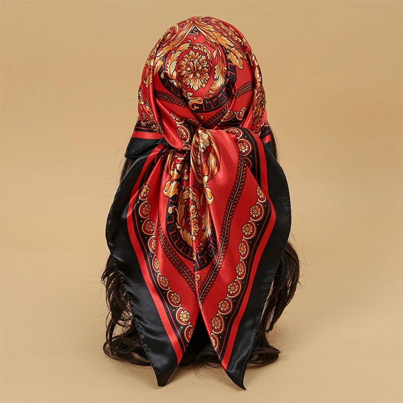foulard 90x90cm satin rouge maggy 1