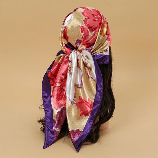 Foulard 90x90cm Satin Violet - MAGGY 1