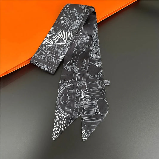 Foulard Sac a Main 86x5cm - BAG Noir 6
