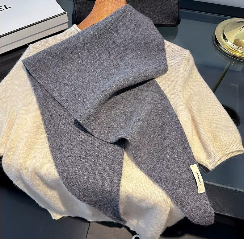 Foulard Triangle Laine Véritable Bleu Canard - OKSANA