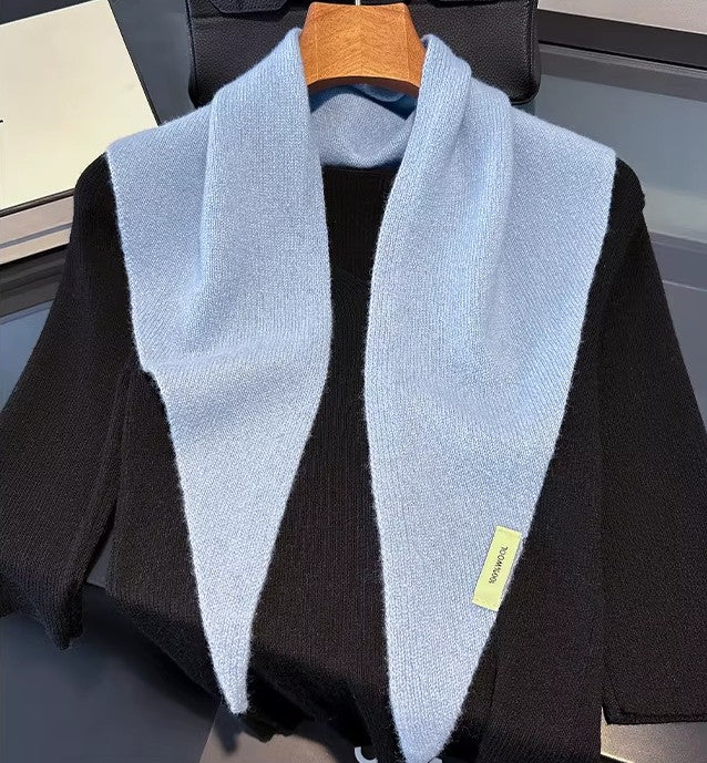Foulard Triangle Laine Véritable Gris - OKSANA