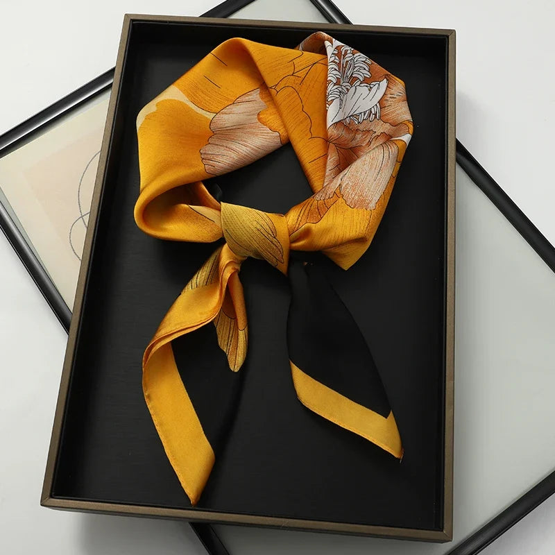 Grand Foulard Carré Femme 70x70cm Moutarde - SANNA