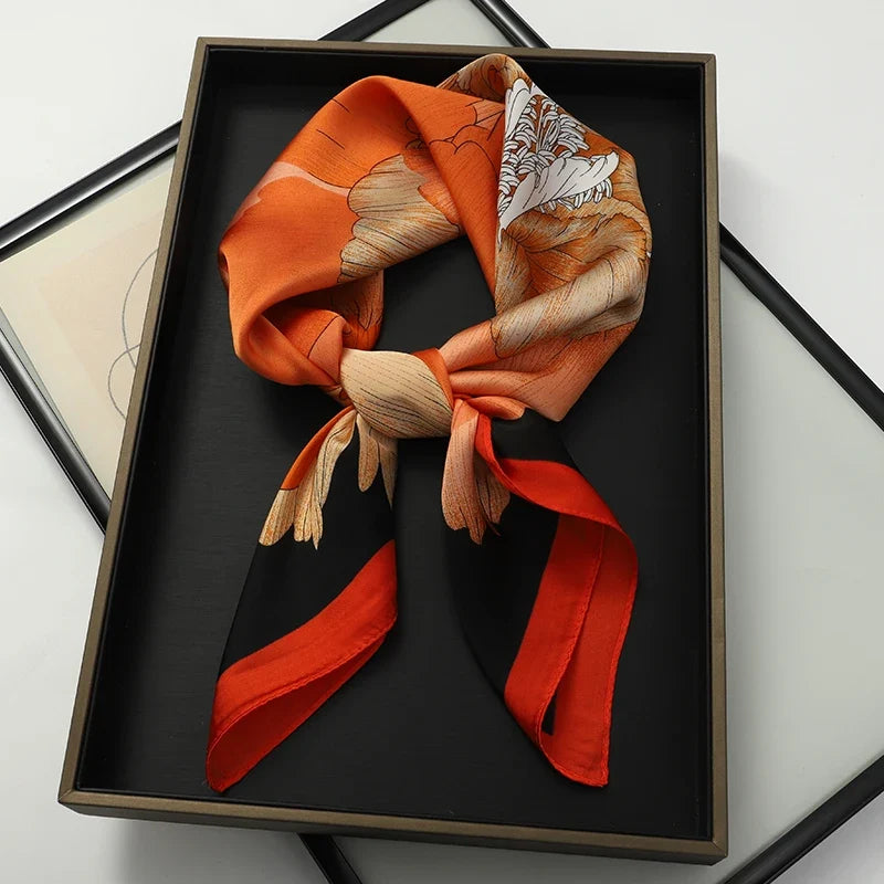 Grand Foulard Carré Femme 70x70cm Orange 6 - SANNA