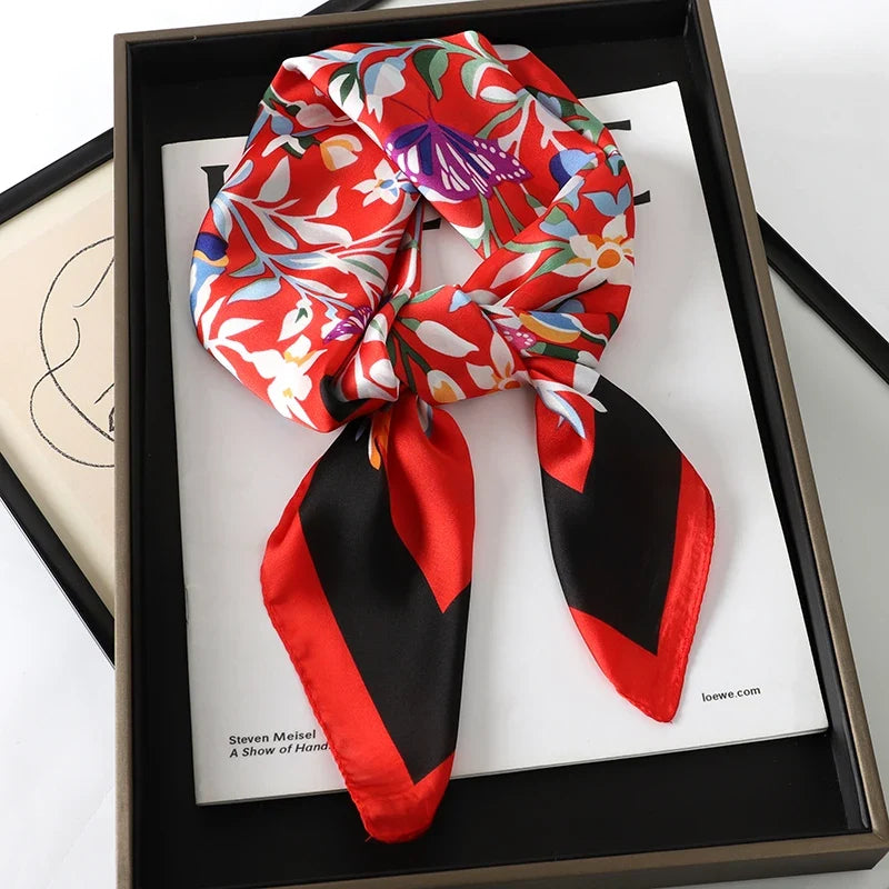 Grand Foulard Carré Femme 70x70cm Rouge - SANNA