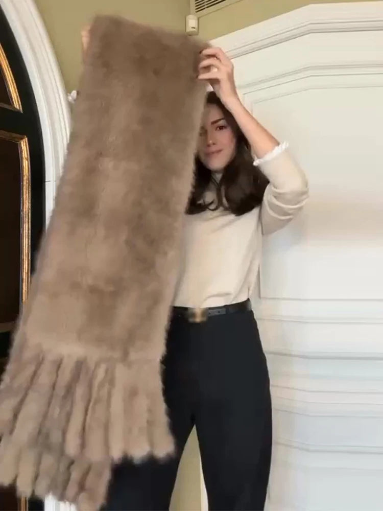 Grosse Echarpe Fausse Fourrure à Franges ELINA