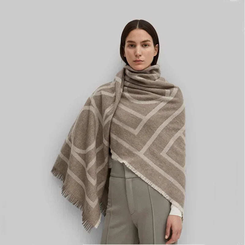 Pashmina Motifs Géométriques Cachemire Laine SARAH