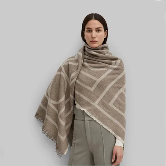 Pashmina Motifs Géométriques Cachemire Laine SARAH