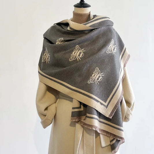 Pashmina Tissage Jacquard Motif Abeille MAYA