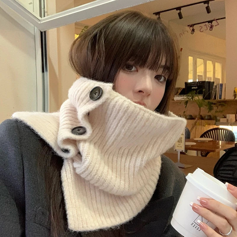 Snood Femme Grosse Maille et Boutonnière MIKO